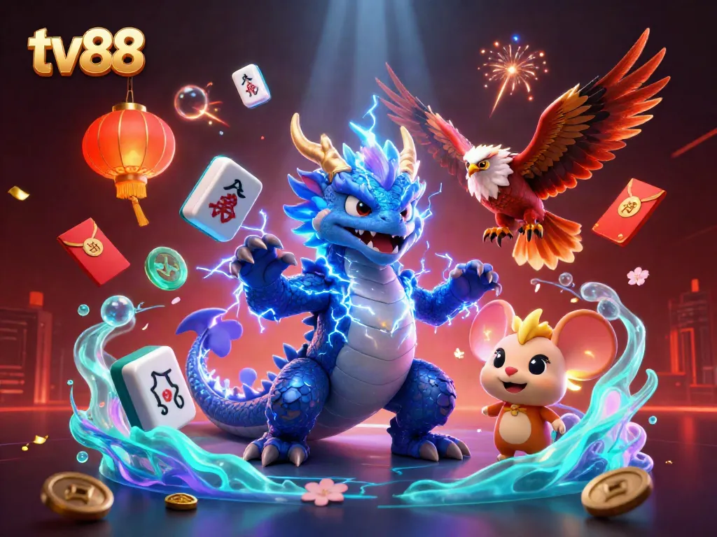 Engage in thrilling gameplay with tv88's vibrant online casino elements showcasing dynamic characters.