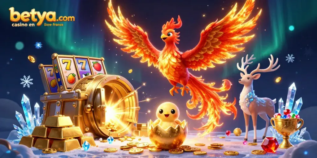 Experience exciting gameplay at betya.com casino en ligne france with vibrant 3D phoenix characters and casino elements.