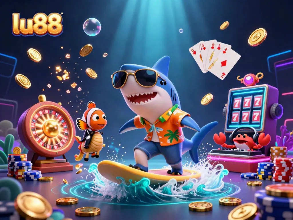 Spin the reels with LU88's colorful casino adventure featuring vibrant sea creatures