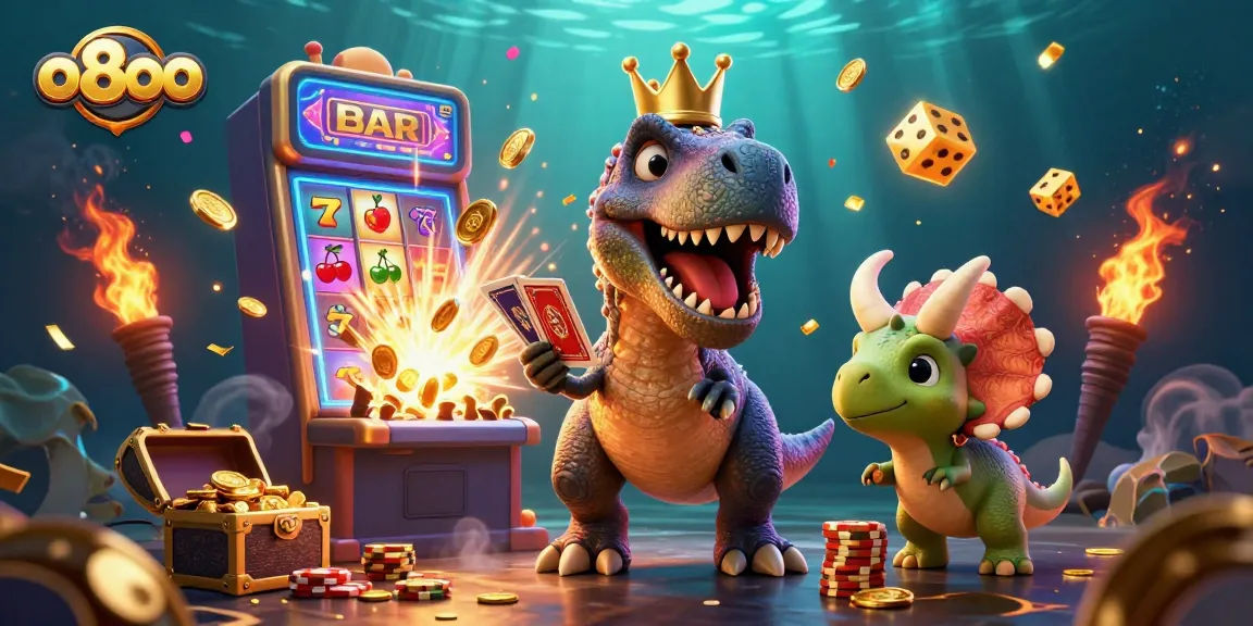 Experience jackpot thrills with o8oo's vibrant 3D casino scene full of characters and gaming elements.