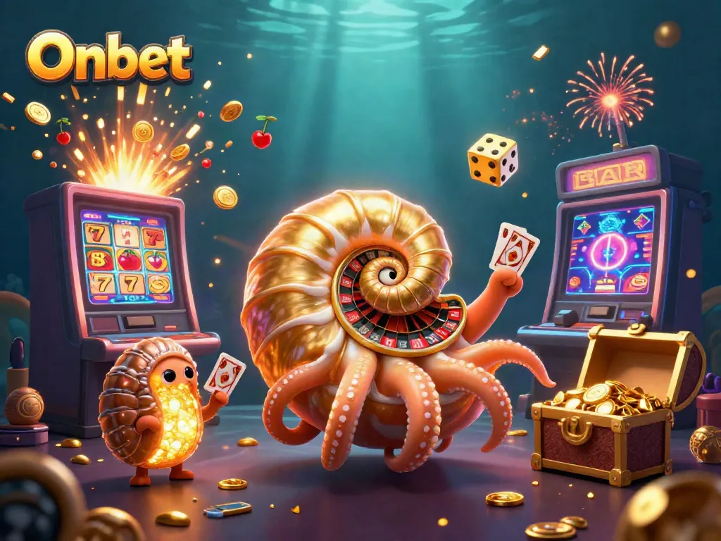 Experience Onbet's thrilling games with vibrant casino elements and a dynamic jackpot explosion.