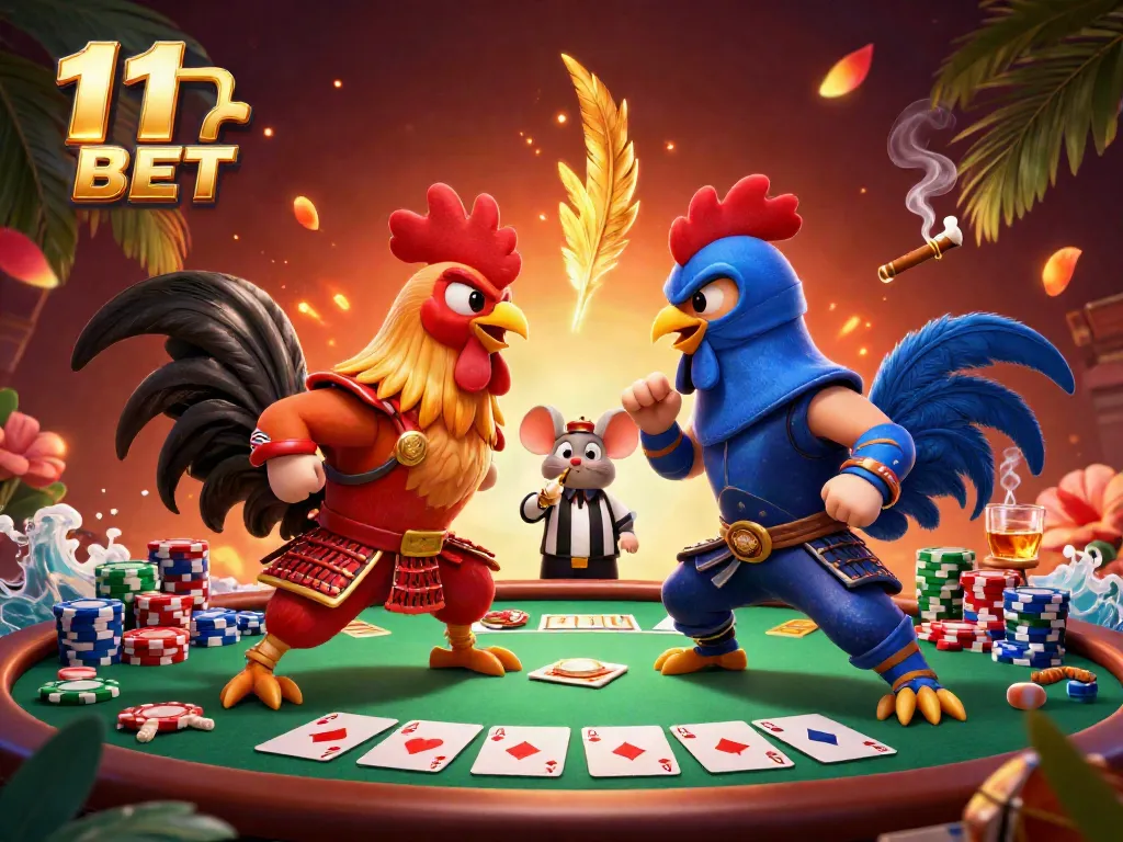 Engage in thrilling battles at 11 BET with dynamic roosters and poker elements in stunning 3D.