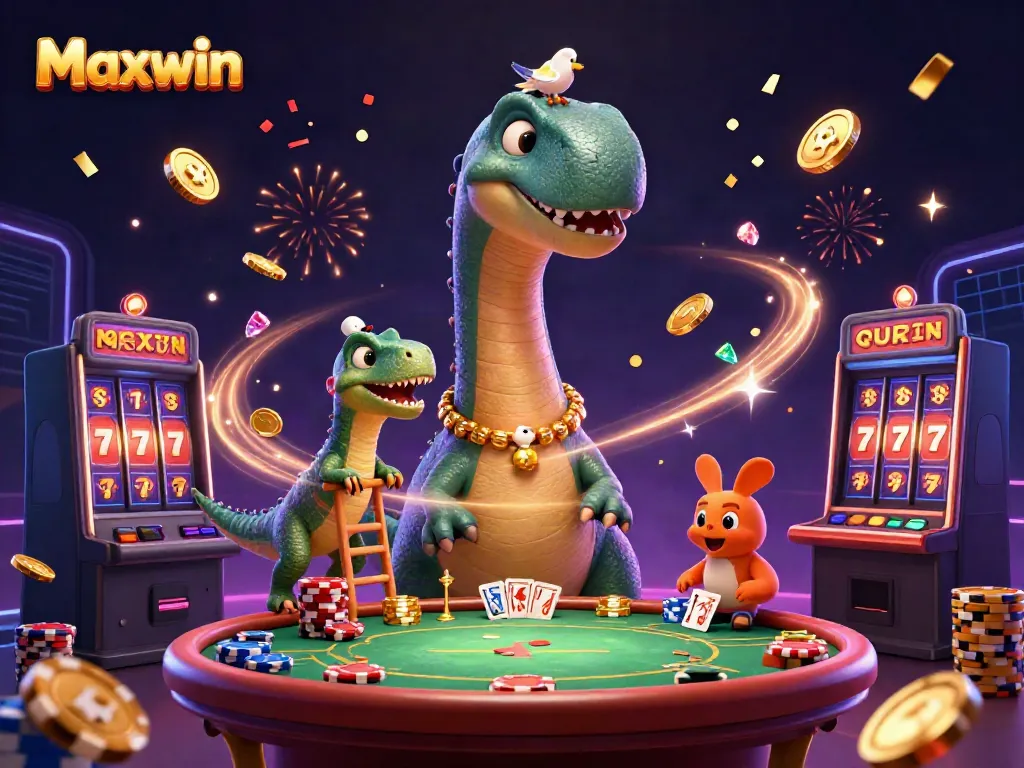Experience thrilling Maxwin casino action with a giant brontosaurus and clever raptor in vibrant 3D.