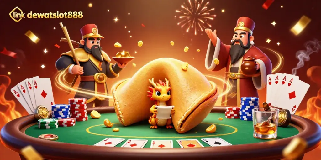 Pemain menikmati keberuntungan di link dewataslot888 dengan karakter 3D yang menggambarkan suasana kasino yang meriah.