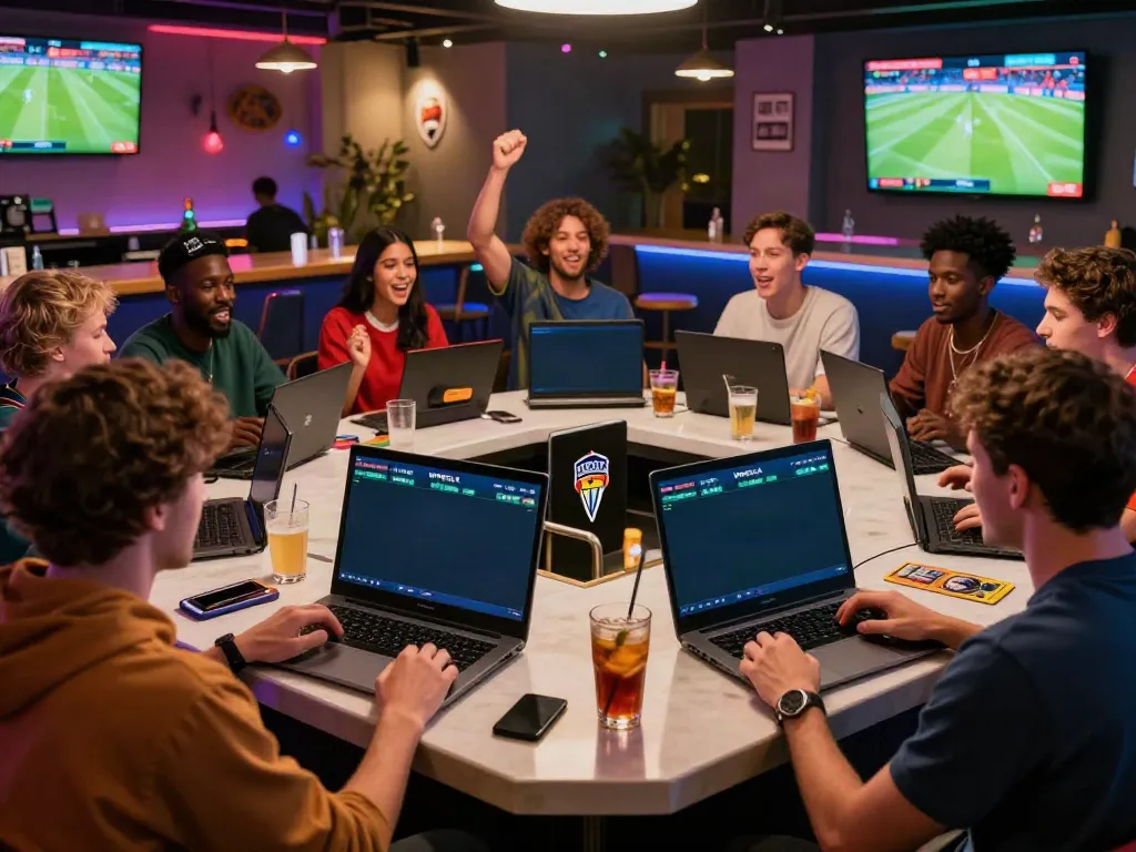 Exciting sports betting atmosphere at WWBOLA, with fans engaged in live matches and mobile betting.