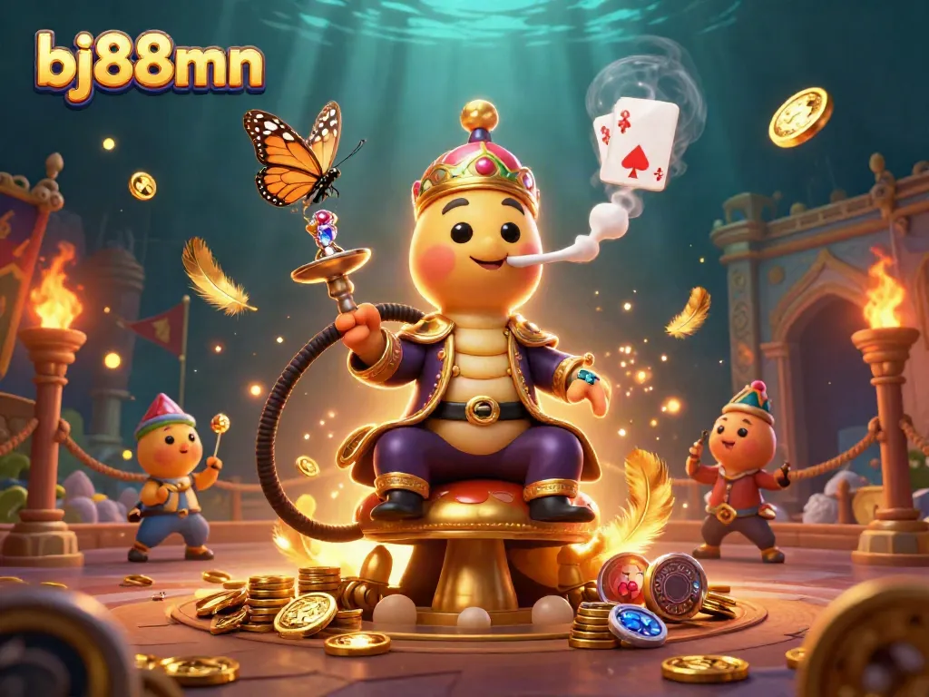 Experience the excitement of bj88mn with dynamic game elements in an enchanting casino scene.