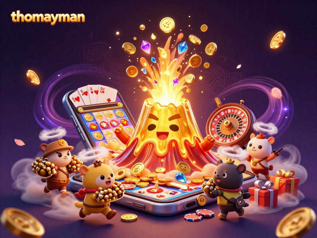 Engage in the thrilling thomayman slot adventure with golden volcanoes, treasures, and animated games.