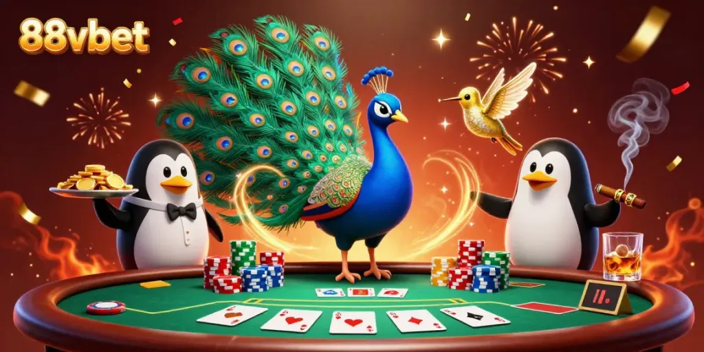 Experience the thrill of 88vbet with vibrant gaming characters and casino elements in action