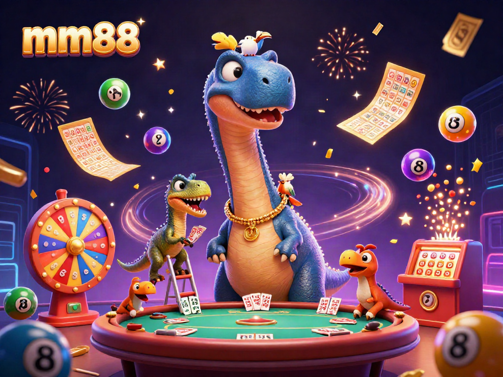 mm88 showcases a vibrant 3D casino scene with dynamic lottery elements, engaging gamblers in fun.