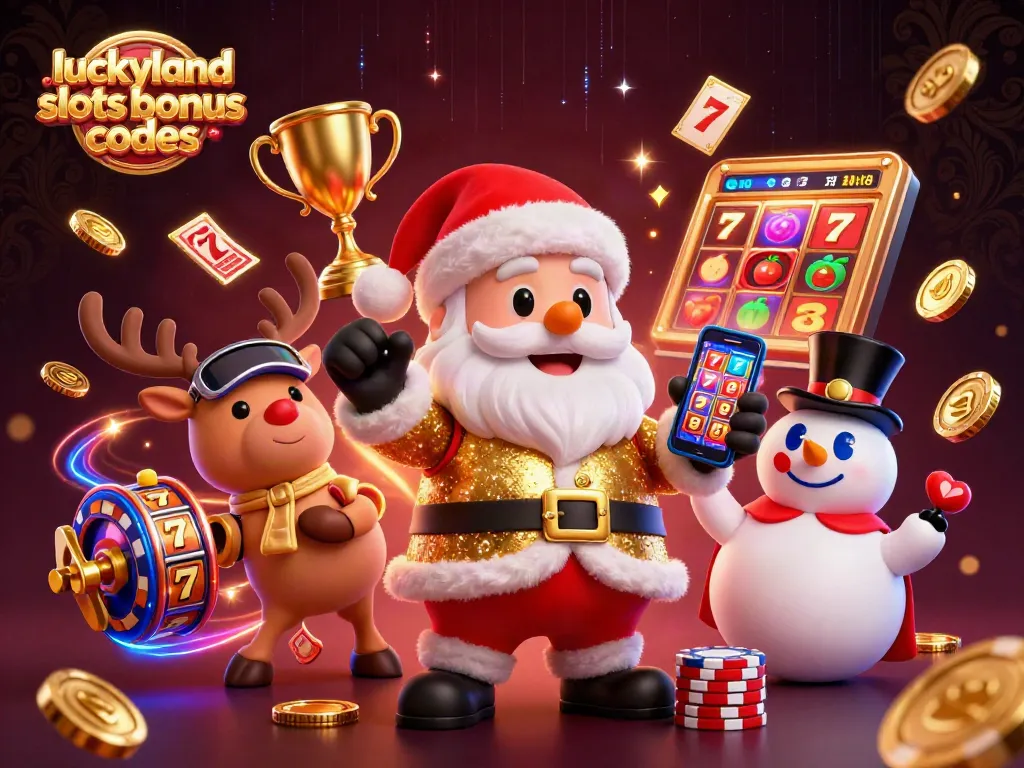 Experience exciting gameplay with luckyland slots bonus codes and festive characters in a vibrant 3D casino scene.