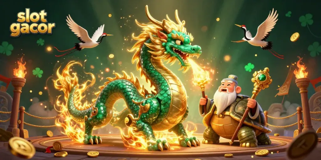 Slot gacor: Menangkan jackpot dengan naga emerald besar dan fitur taruhan menarik.