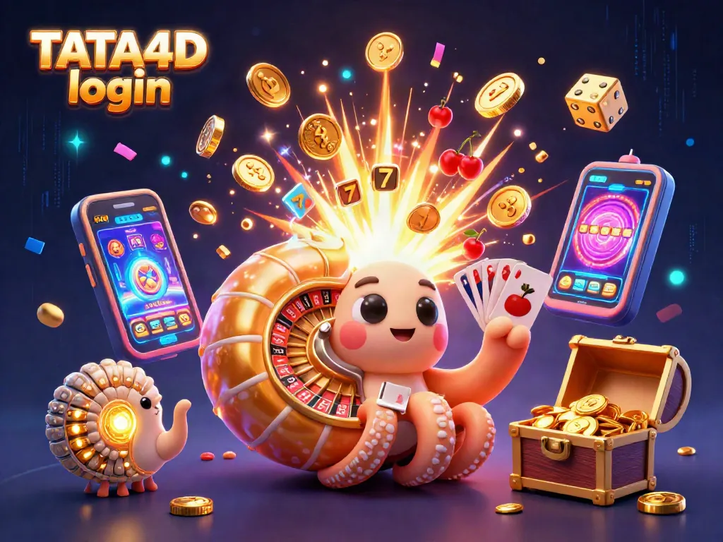 Engage with TATA4D login to explore vibrant casino games featuring a dynamic nautilus and a slot machine jackpot.
