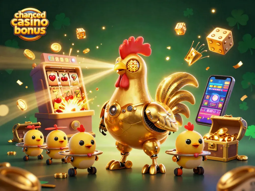 Engage with excitement and rewards using chanced casino bonus codes in a vibrant casino-themed scene.