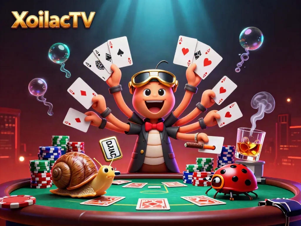 XoilacTV promotes thrilling sports betting excitement with a colorful dealer scene.