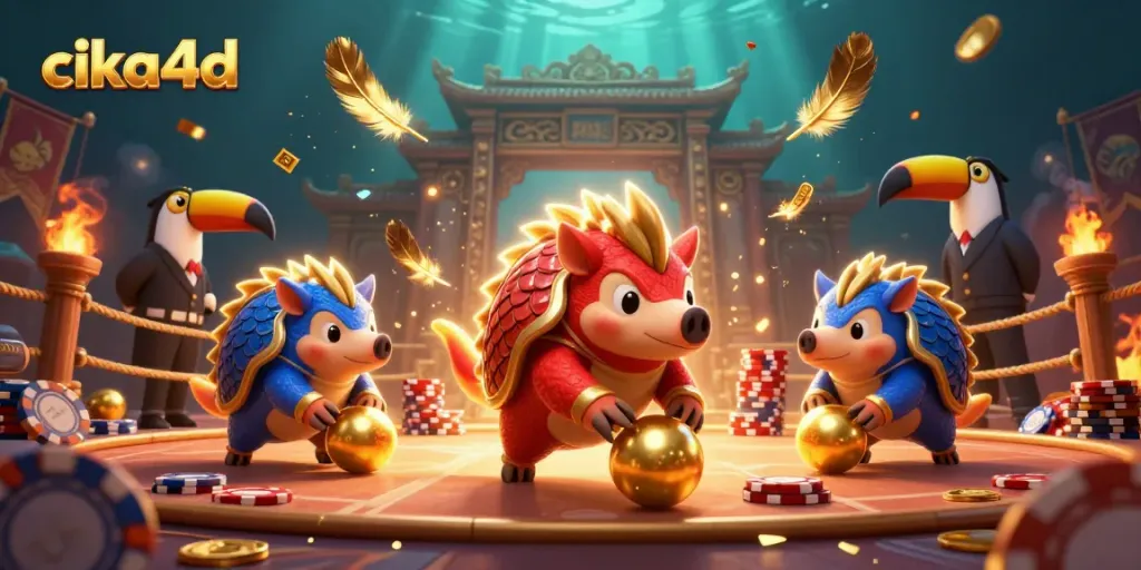 Join the exciting cika4d ball game with rival pangolins rolling through poker chips.