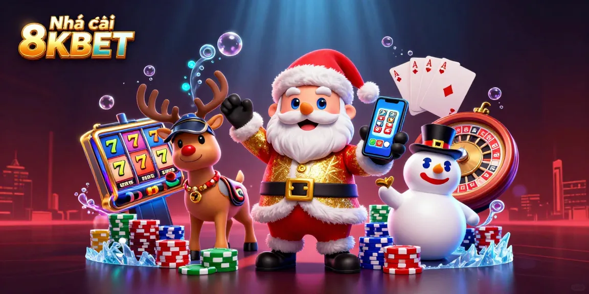 Spin jackpots at Nhà cái 8KBET's vibrant casino with festive characters and rich game elements.