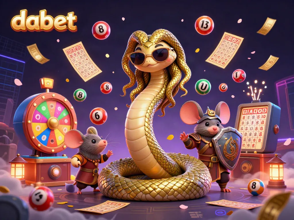Experience the excitement of dabet with a vibrant 3D casino scene featuring Medusa and a warrior mouse.