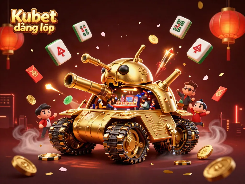 Kubet đăng nhập brings excitement with a 3D casino beetle tank surrounded by festive elements.
