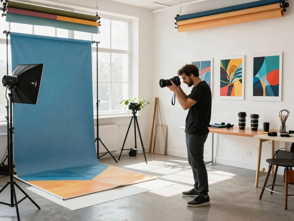 Fotografi kreatif BIGHOKI88 dalam studio dengan peralatan profesional dan suasana inspiratif.