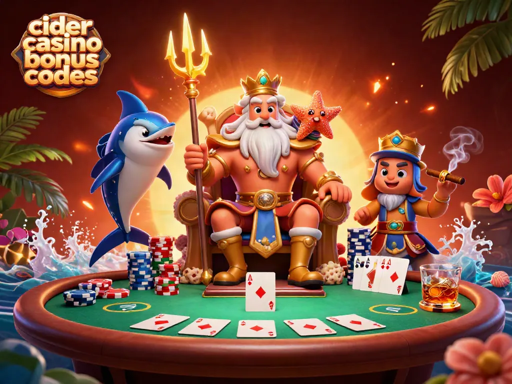 Engage with cider casino bonus codes while enjoying a vibrant 3D casino scene with Neptune.
