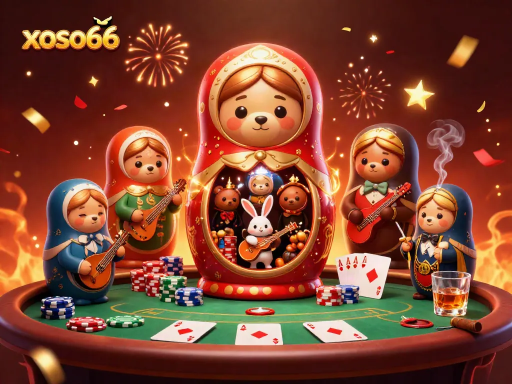 Engage in thrilling poker action featuring xoso66 with dynamic characters and vibrant casino elements.