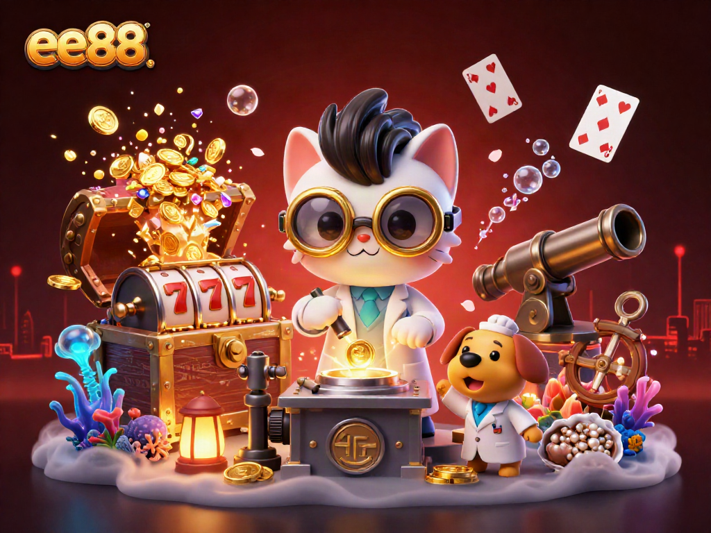 Experience exciting gameplay at ee88 with a cartoon scientist cat crafting treasure-filled slots.