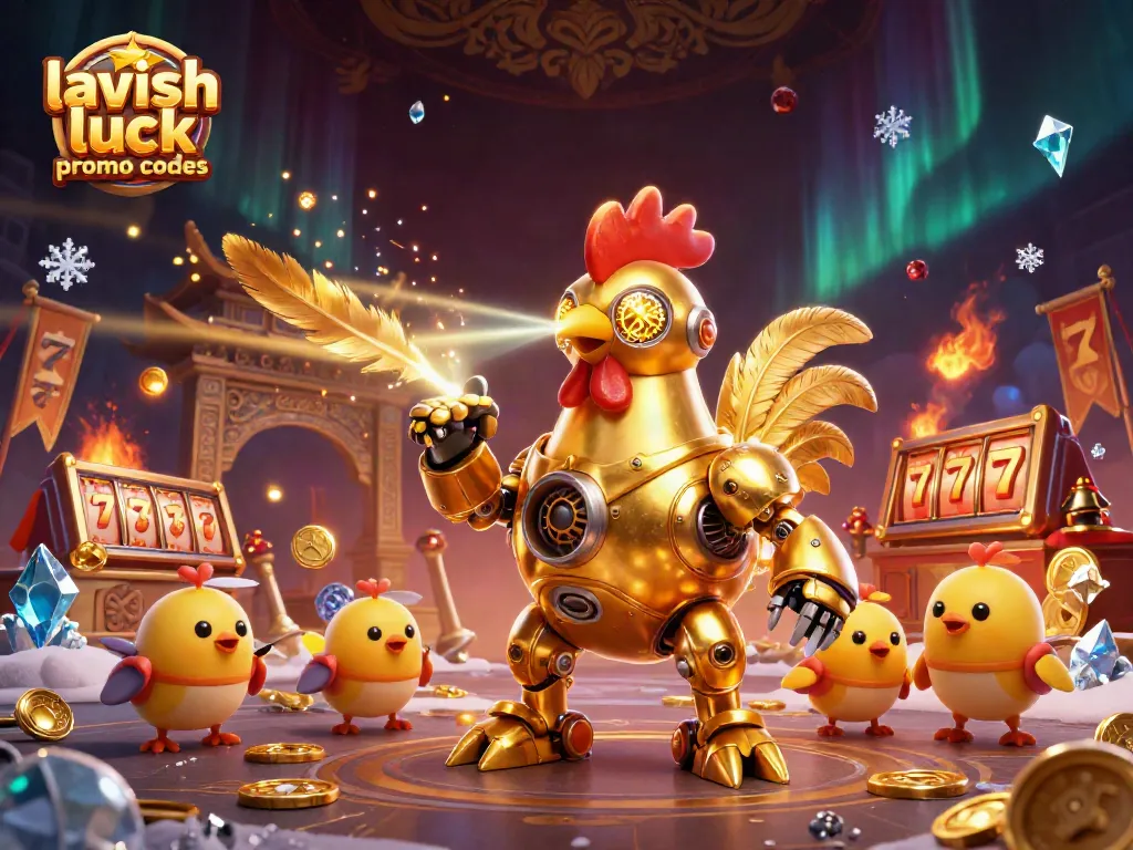 Play with lavish luck promo codes to win Gold Coins and Sweeps Coins in an animated casino setting.