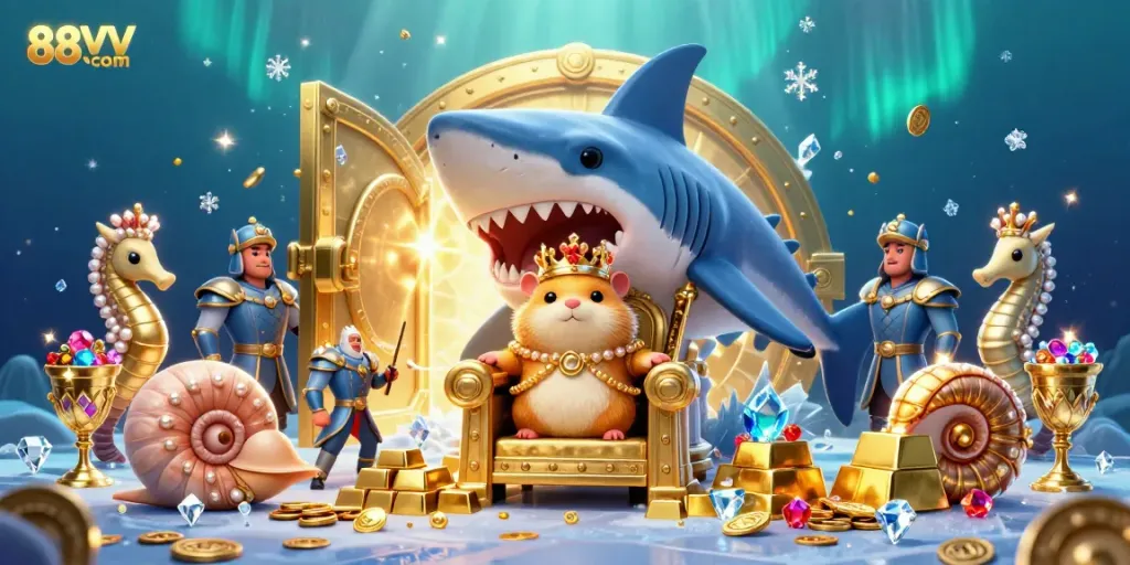 Engage with vibrant treasures and characters in a captivating scene representing 88VV com's exciting gaming experience.